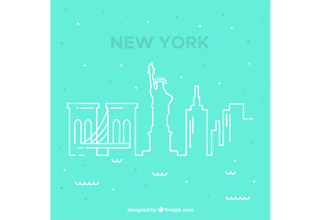 دانلود وکتور Blue skyline of new york design