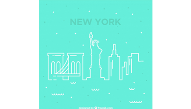 دانلود وکتور Blue skyline of new york design