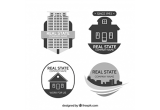 دانلود وکتور Collection of real estate logotypes in minimalistic style