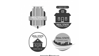 دانلود وکتور Collection of real estate logotypes in minimalistic style