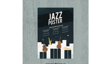 دانلود وکتور Hand drawn poster for international jazz day