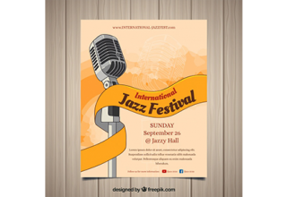 دانلود وکتور International jazz festival hand drawn poster