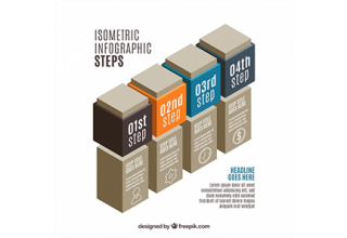 دانلود وکتور Infographic steps in isometric design