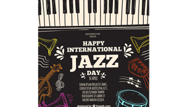 دانلود وکتور Hand drawn background for the international jazz day