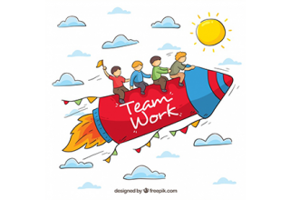 دانلود وکتور Team work background in hand drawn style