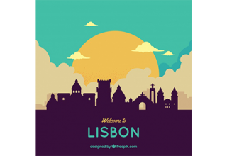 دانلود وکتور Colorful skyline of lisbon