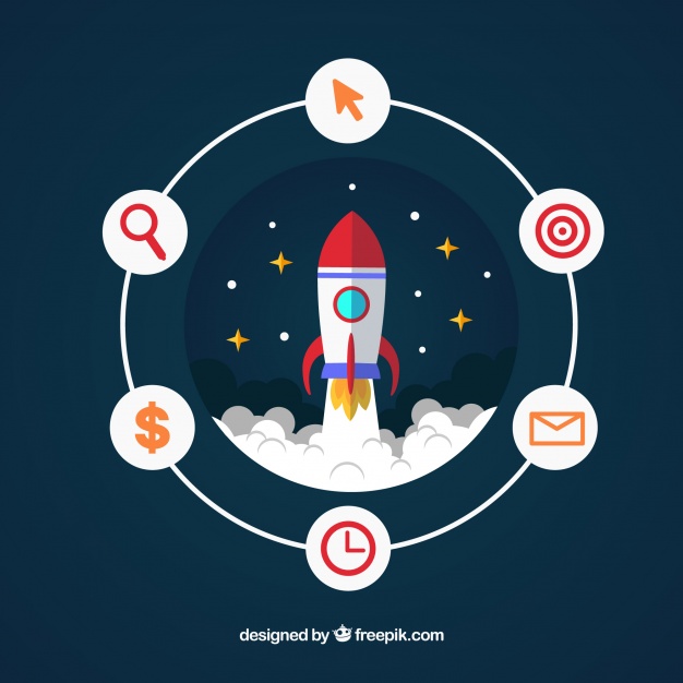 دانلود وکتور Business concept with rocket and elements