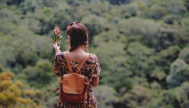 Girl Backpack Dress Flower Wallpaper