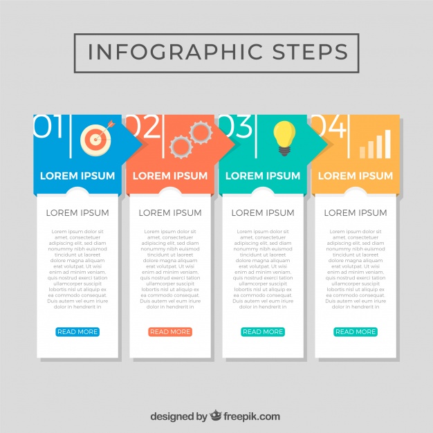 دانلود وکتور Infographic steps with colors in flat style