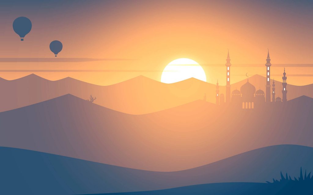 Mosque Sunset 4k Wallpaper