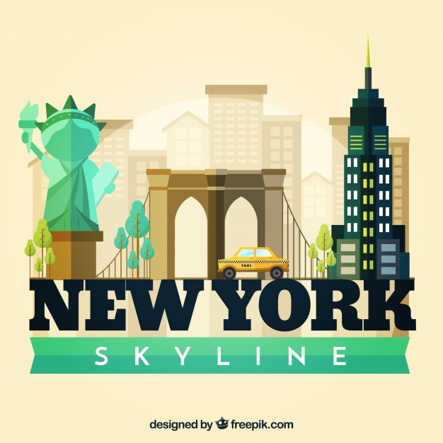دانلود وکتور Skyline silhouette of new york city in flat style