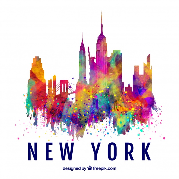 دانلود وکتور Skyline silhouette of new york city with colors