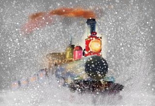 Train Snow Snowflakes Artwork Wallpaper