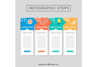 دانلود وکتور Infographic steps with colors in flat style