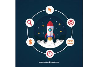 دانلود وکتور Business concept with rocket and elements