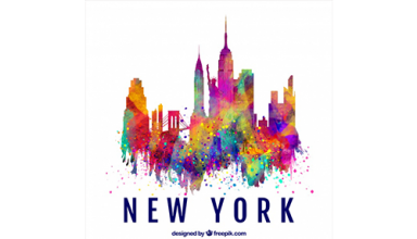 دانلود وکتور Skyline silhouette of new york city with colors