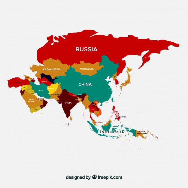 دانلود وکتور Colorful map of asia