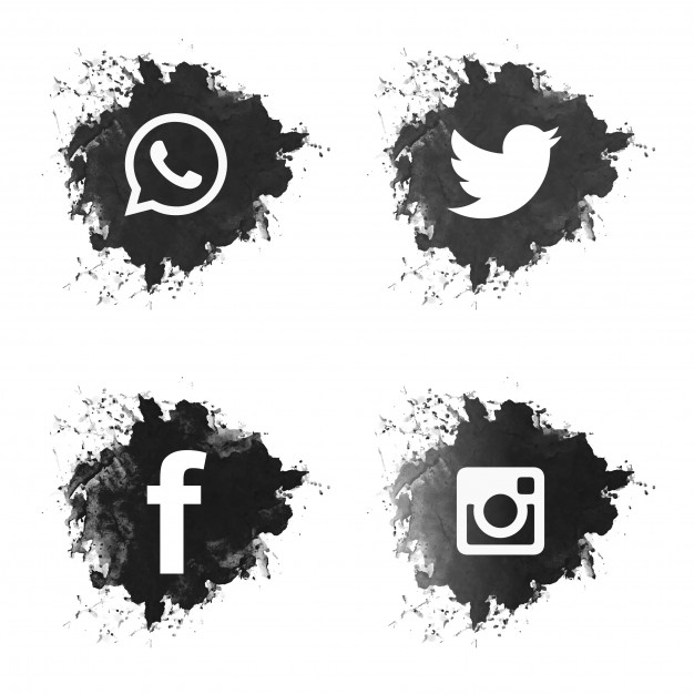 دانلود وکتور Social media black grunge icons set