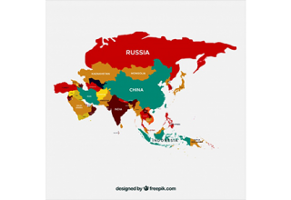 دانلود وکتور Colorful map of asia