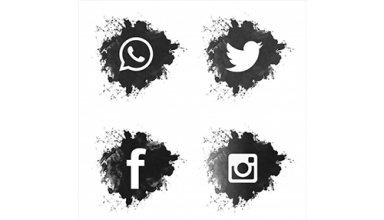 دانلود وکتور Social media black grunge icons set