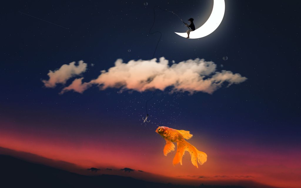 Fishing Dream Moon Wallpaper