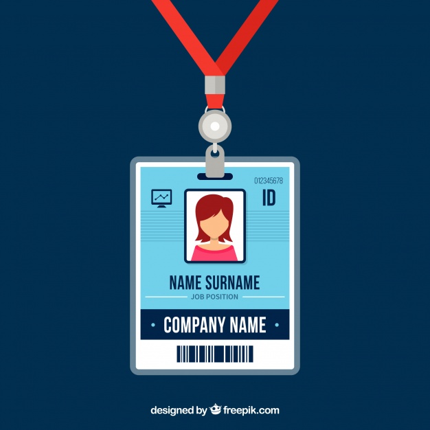 دانلود وکتور Flat id card template with clasp and lanyard