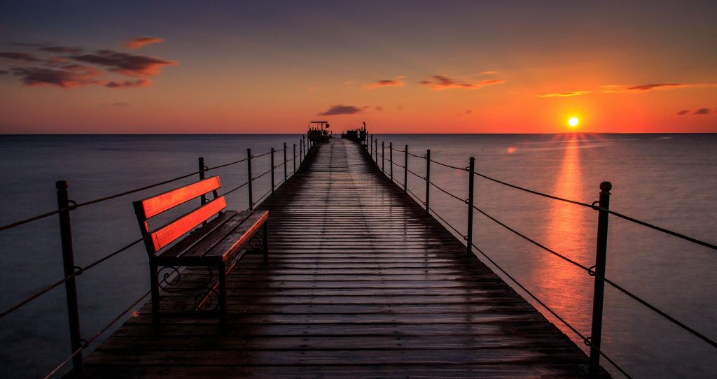 Pier Bench Sunset Wallpaper