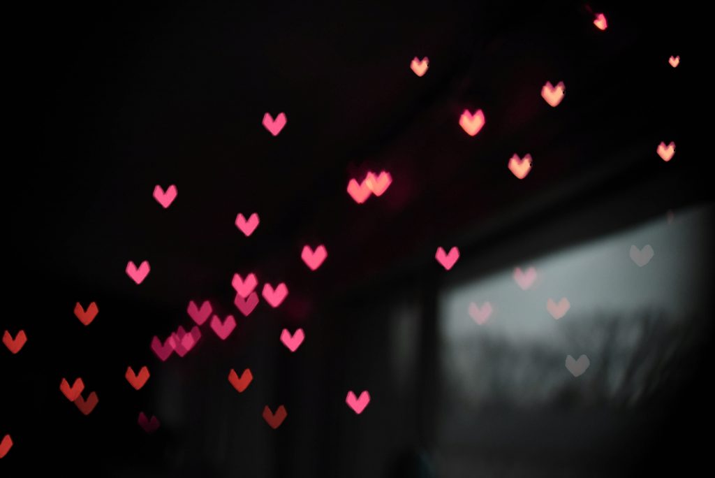 Pink Little Heart Bokeh Lights Wallpaper