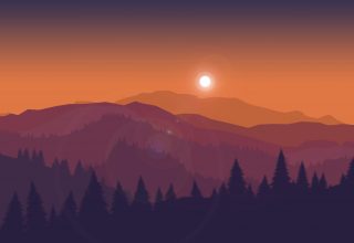 Sunset Mountains Firewatch Minimal Silhouette Wallpaper