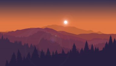 Sunset Mountains Firewatch Minimal Silhouette Wallpaper