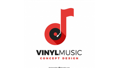 دانلود وکتور Music logo with note and vinyl