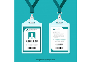 دانلود وکتور Flat id card template with clasp and lanyard