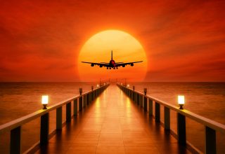 Airplane Photoshop Sunset Wallpaper