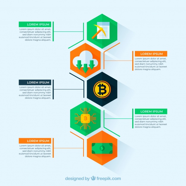 دانلود وکتور Blockchain infographic in flat style