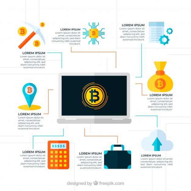 دانلود وکتور Blockchain infographic in flat style