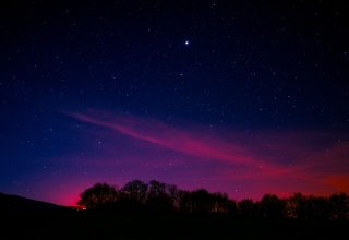 Minimal Night Pink Aurora Long Exposure 5k Wallpaper