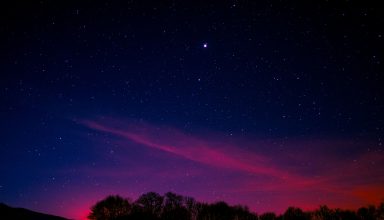 Minimal Night Pink Aurora Long Exposure 5k Wallpaper