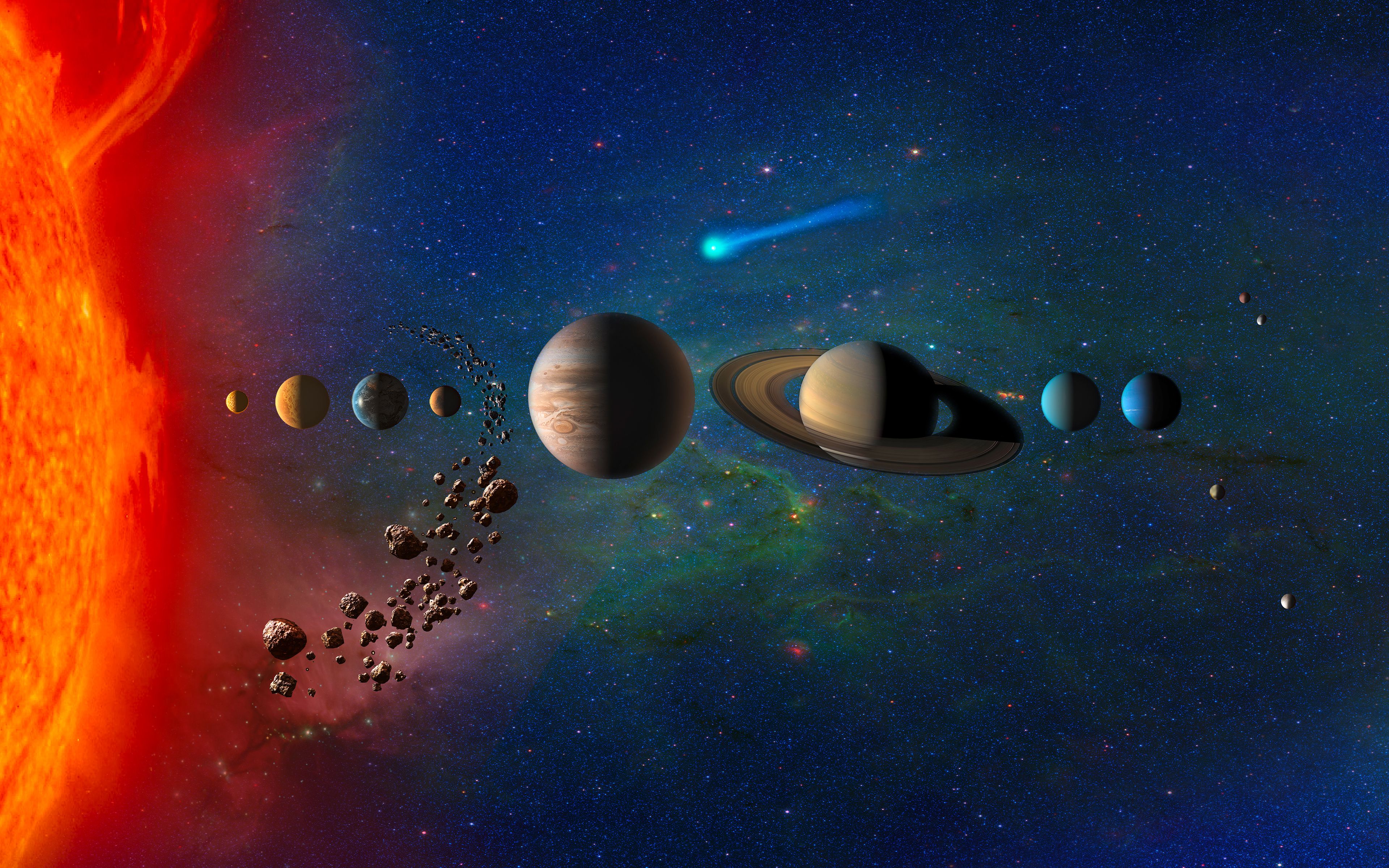 Planets in Solar System 4k Wallpaper