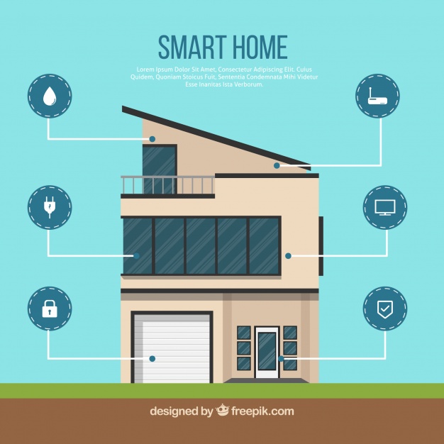 دانلود وکتور Smart home background with device