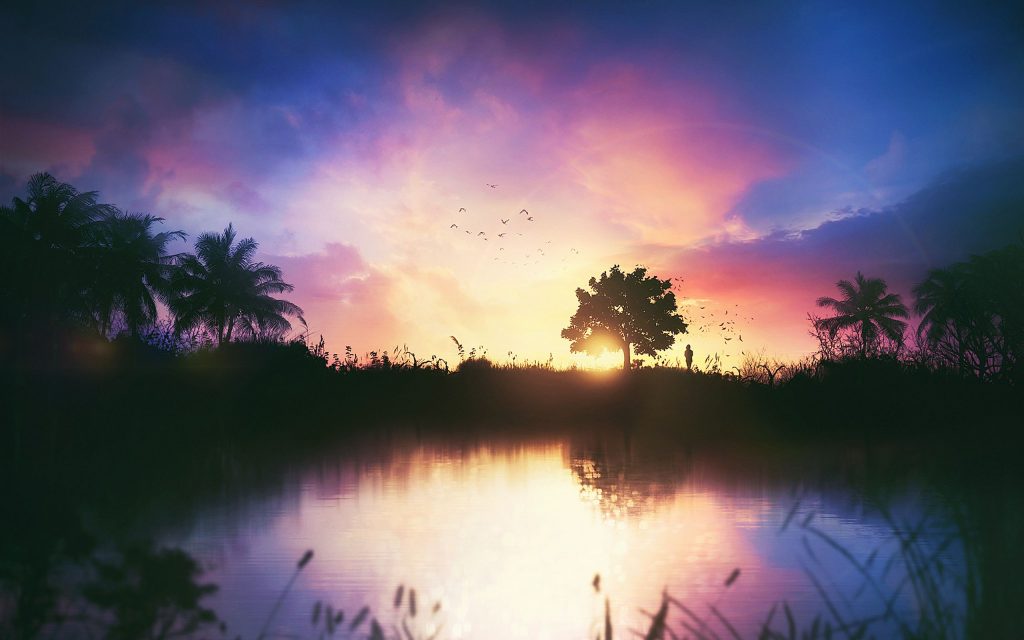 Sunset Lake Reflections Wallpaper