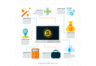 دانلود وکتور Blockchain infographic in flat style